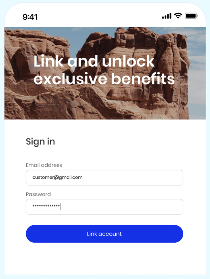 Customer signs in to link account